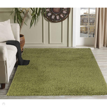Oxford OXF00 Plain Plush Soft Stain-Resistant Textured Polypropylene Shaggy Green Rug-Desire Rugs-Rug Love - The Most Loved Rug Store